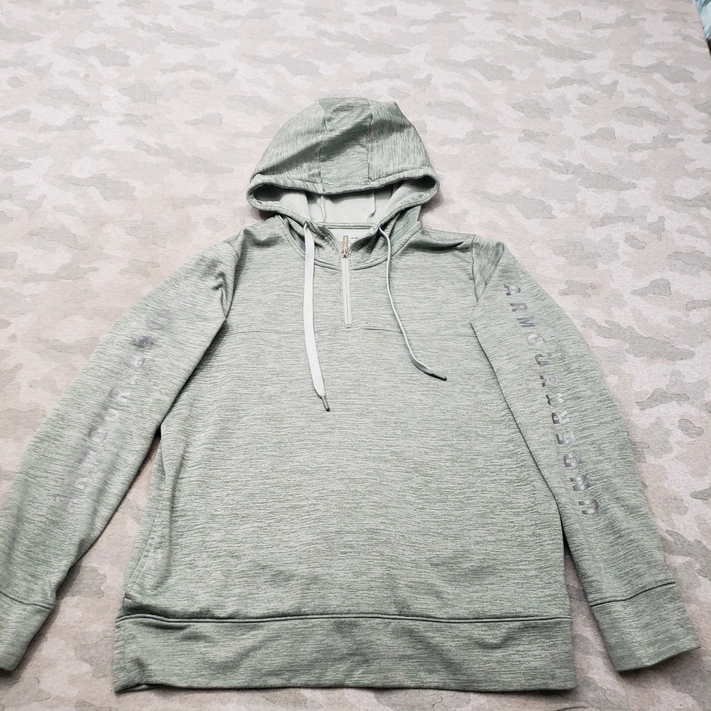 Under Armour Sweatshirt Mens Large Green ColdGear Hoodie Outdoors Pullover
